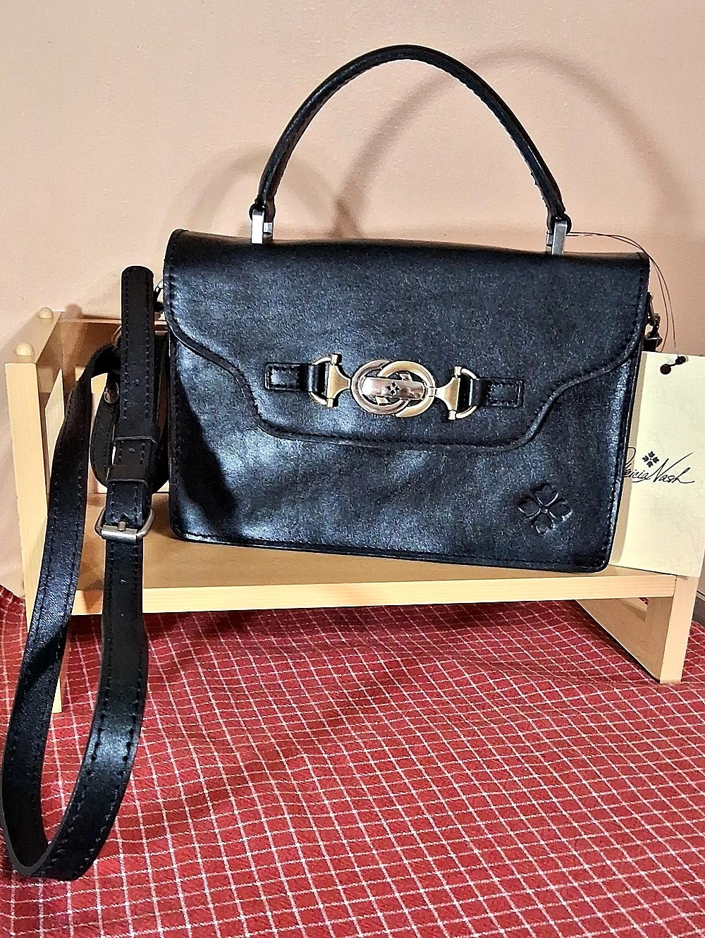 Patricia Nash Heritage Top Handle Crossbody Bag. Porcili Black. NWT & Dust Bag.